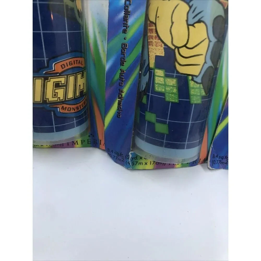 3 Digimon Digital Monsters Self Stick Wall Paper Border 8.4sq.ft 5ydx6.75in VTG.